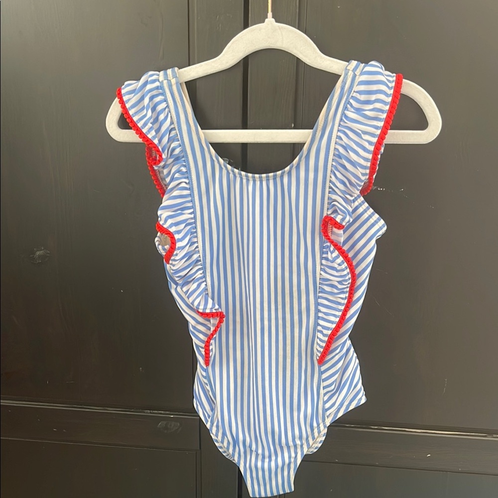 Cat & Jack Blue and White Striped Kids Swim One Piece